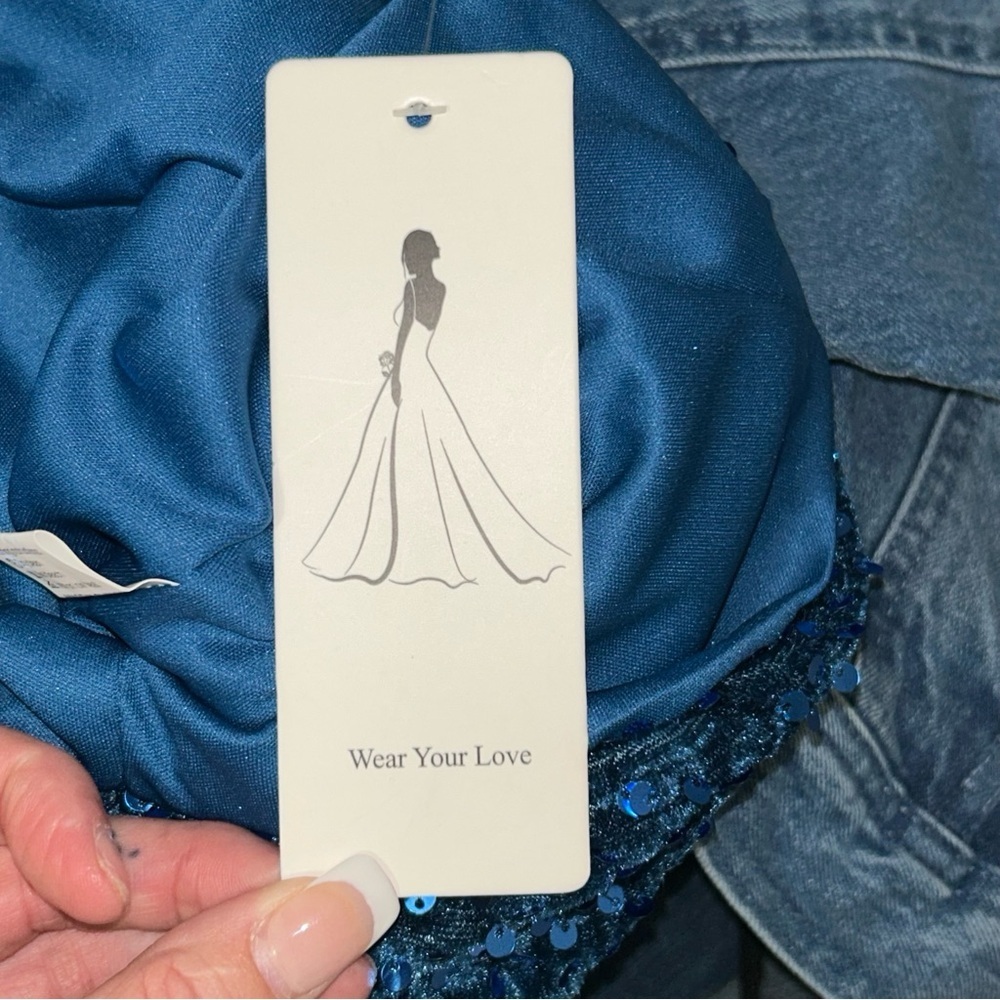 Elegant Blue Sequin corset mini prom Dress - Picture 4 of 5
